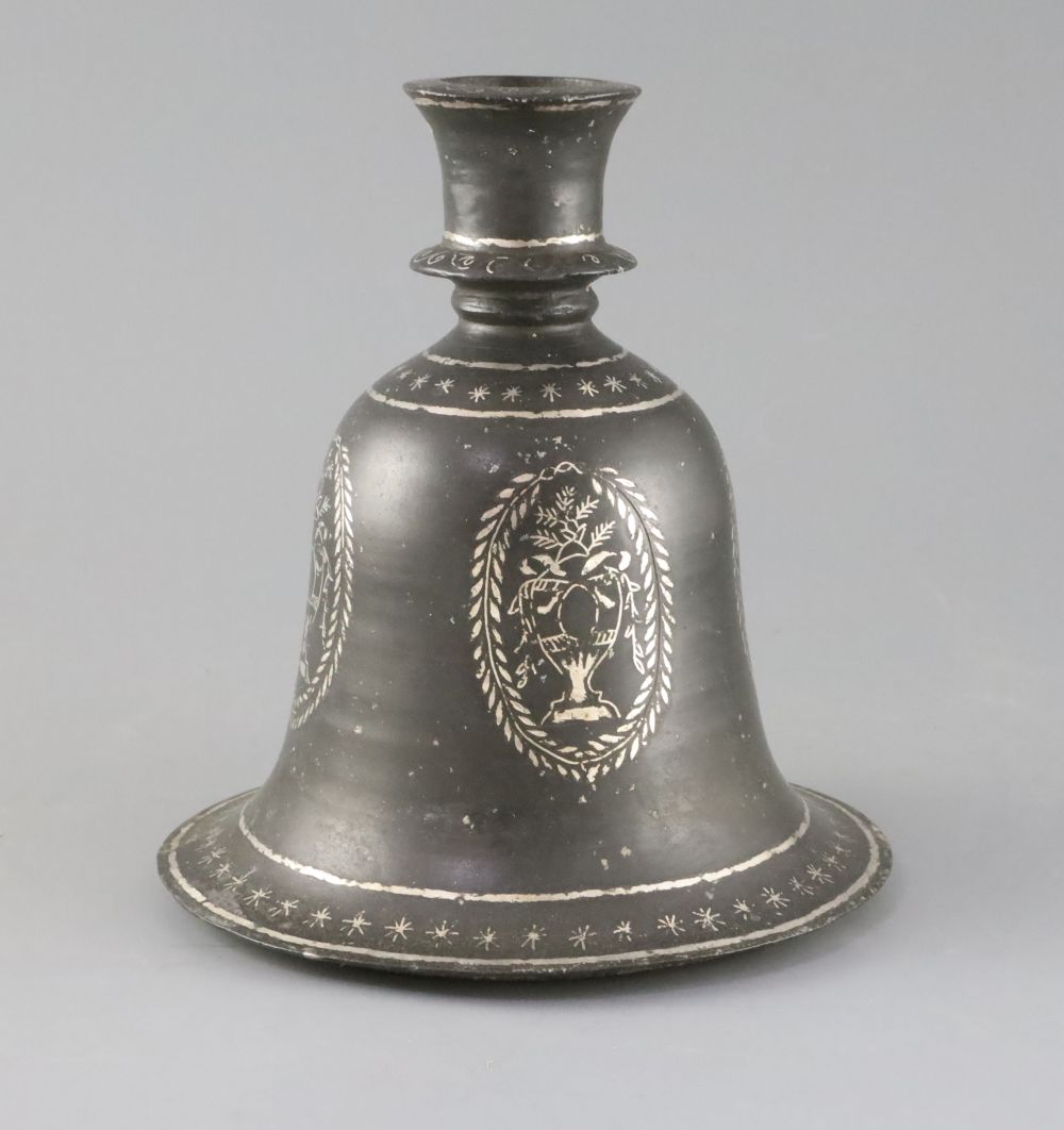 A late 18th century bidri ware huqqa base for the English market, H.8.5in.